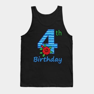 4th Floral - 4th Birthday - Flower - Floral - Birthday Party gift Tank Top